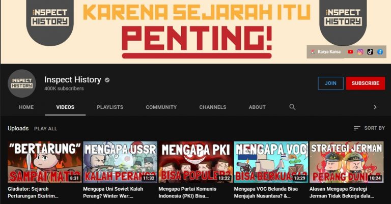 Kanal YouTube Sejarah Indonesia Inspect History